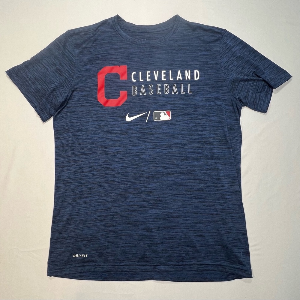 Cleveland Indians Nike Dri Fit Men’s Baseball Navy T-Shirt, Large, Heather Blue